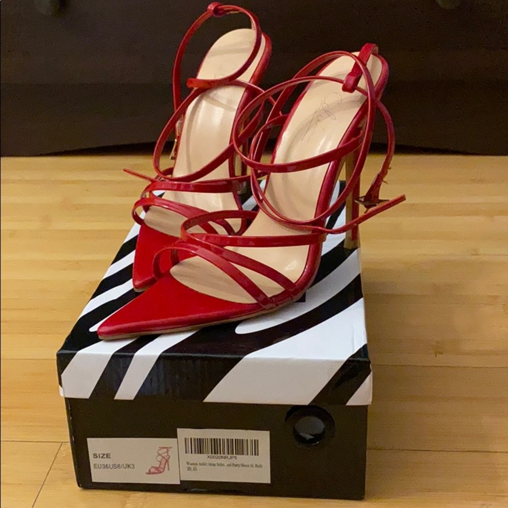 Red strap heels size 6
